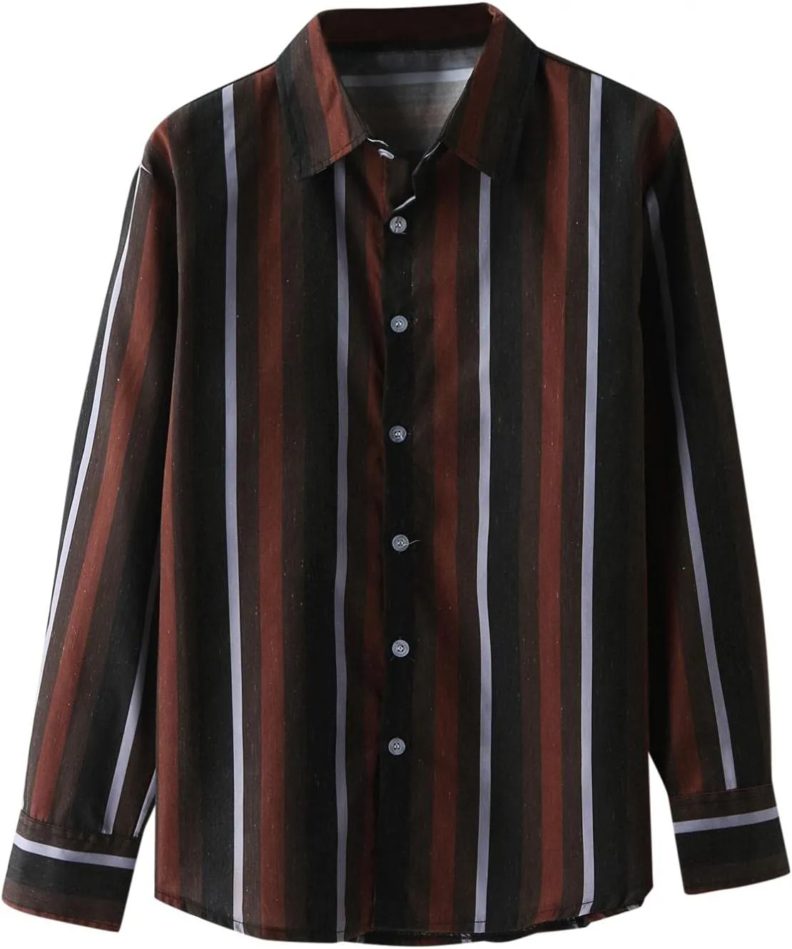 Mens Vertical Striped Button Down Dress Shirts Long Sleeve Casual Comfort Slim Fit Business Stretch Oxford Shirts