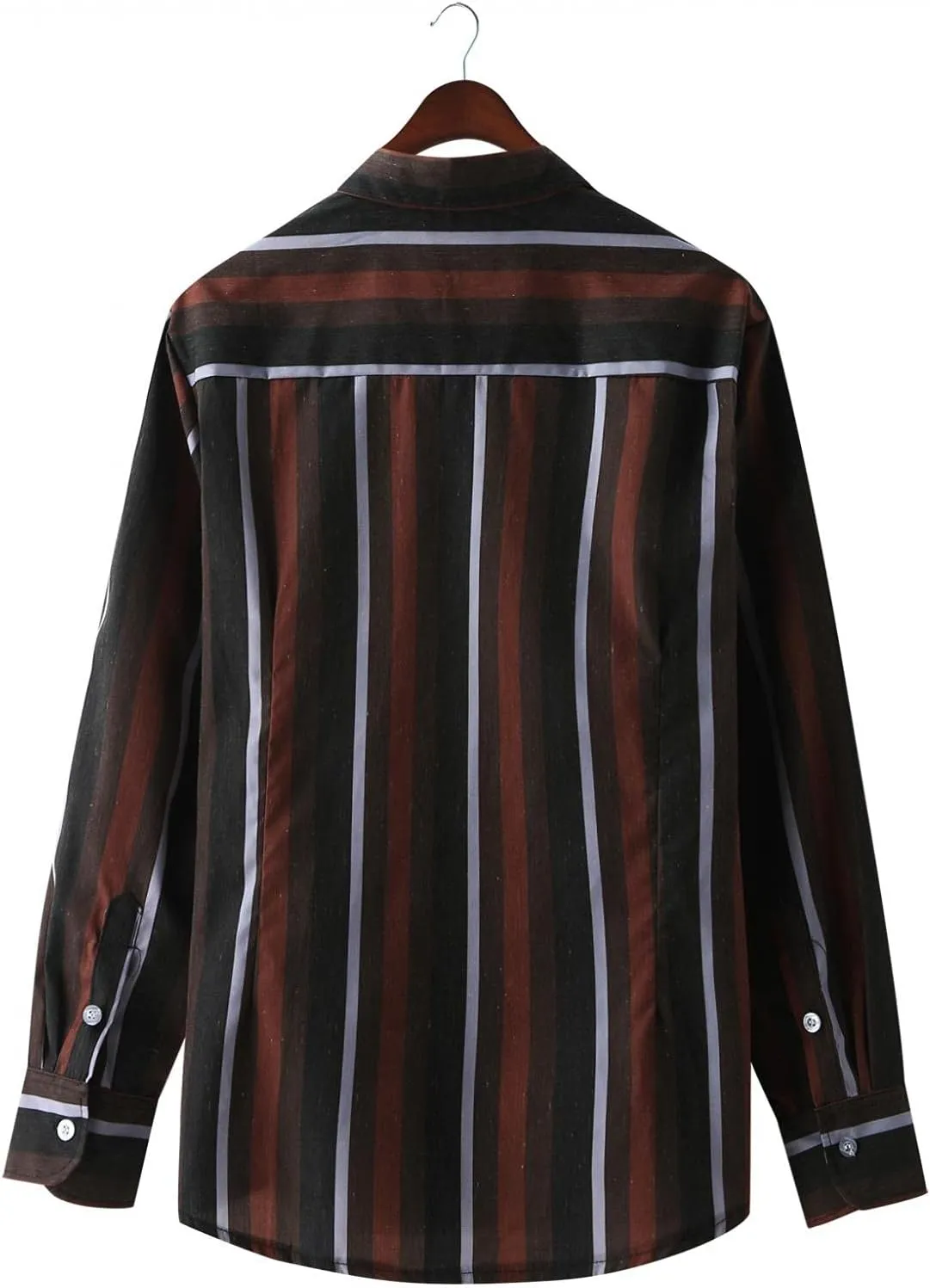 Mens Vertical Striped Button Down Dress Shirts Long Sleeve Casual Comfort Slim Fit Business Stretch Oxford Shirts