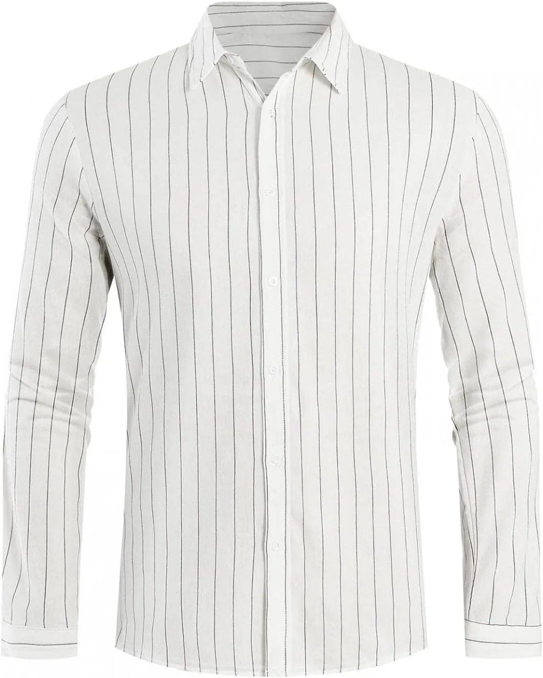 Mens Vertical Striped Dress Shirt Long Sleeve Lightweight Button Down Poplin Shirts Hippie Casual Snap Oxford Shirt