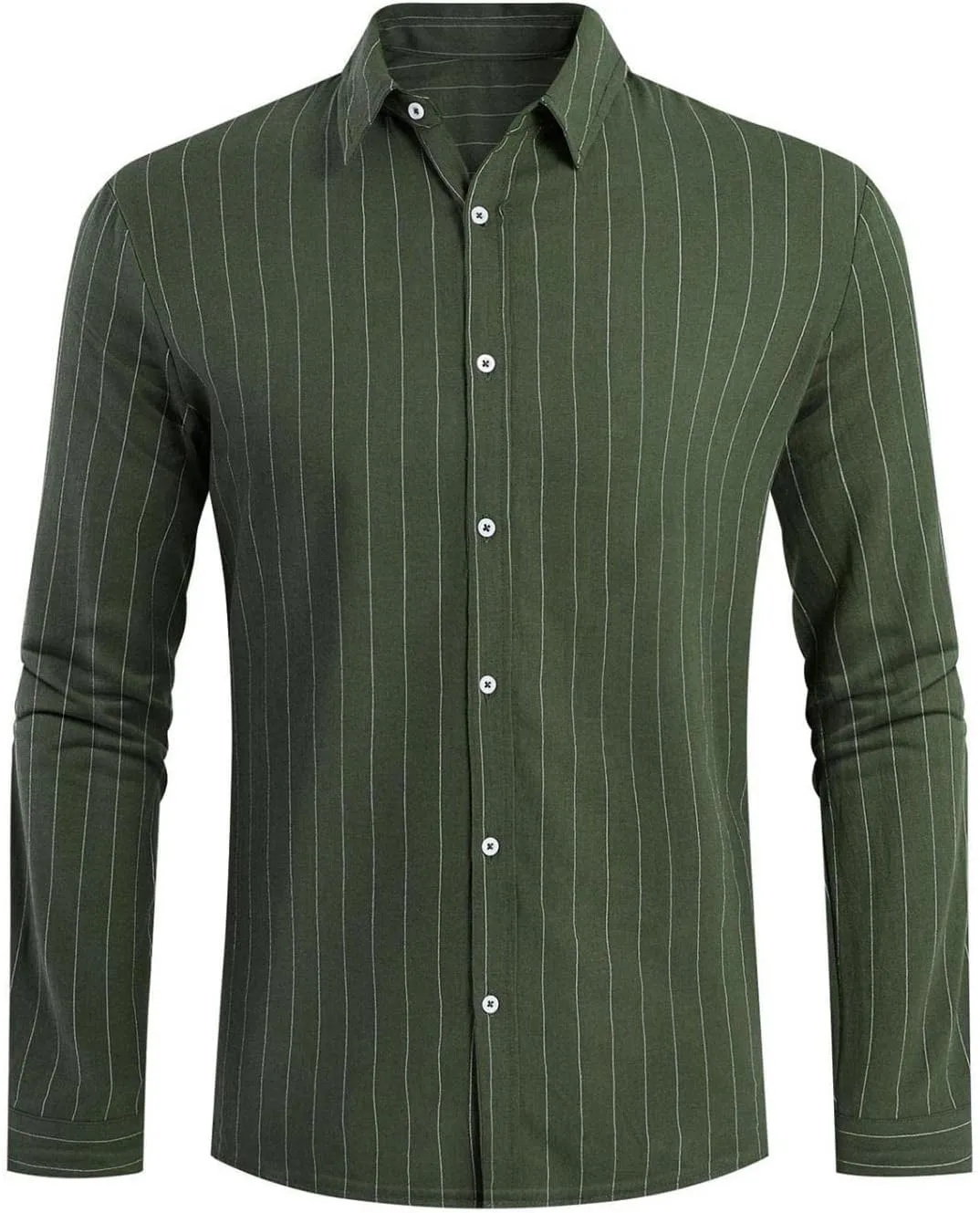 Mens Vertical Striped Dress Shirt Long Sleeve Lightweight Button Down Poplin Shirts Hippie Casual Snap Oxford Shirt