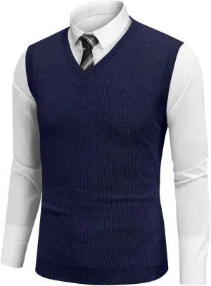 Mens Vest 2025 Lightweight V Neck Pullover Solid Sleeveless Knitted Vest Sweater Business Work Relaxed Fit Tops