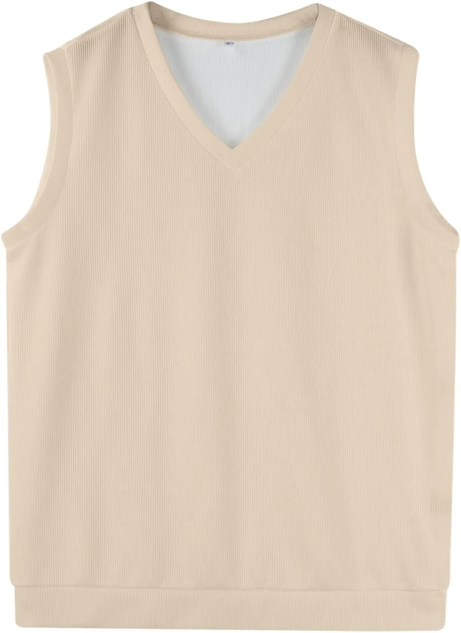 Mens Vest Relaxed Fit 2025 Lightweight Pullover Knitted V Neck Sleeveless Tops Business Work Solid Vest Sweater