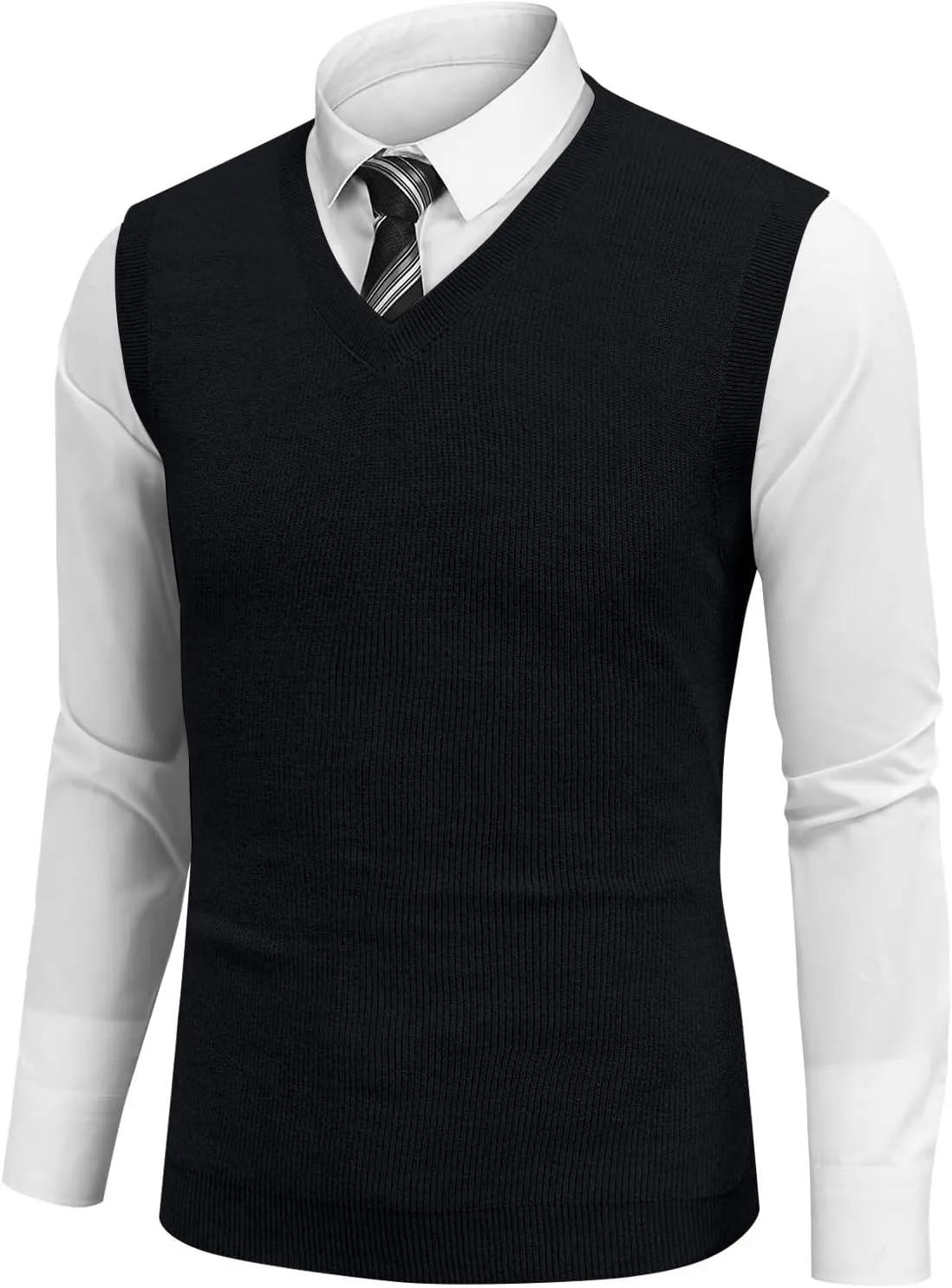 Mens Vest Relaxed Fit 2025 Lightweight Pullover Knitted V Neck Sleeveless Tops Business Work Solid Vest Sweater