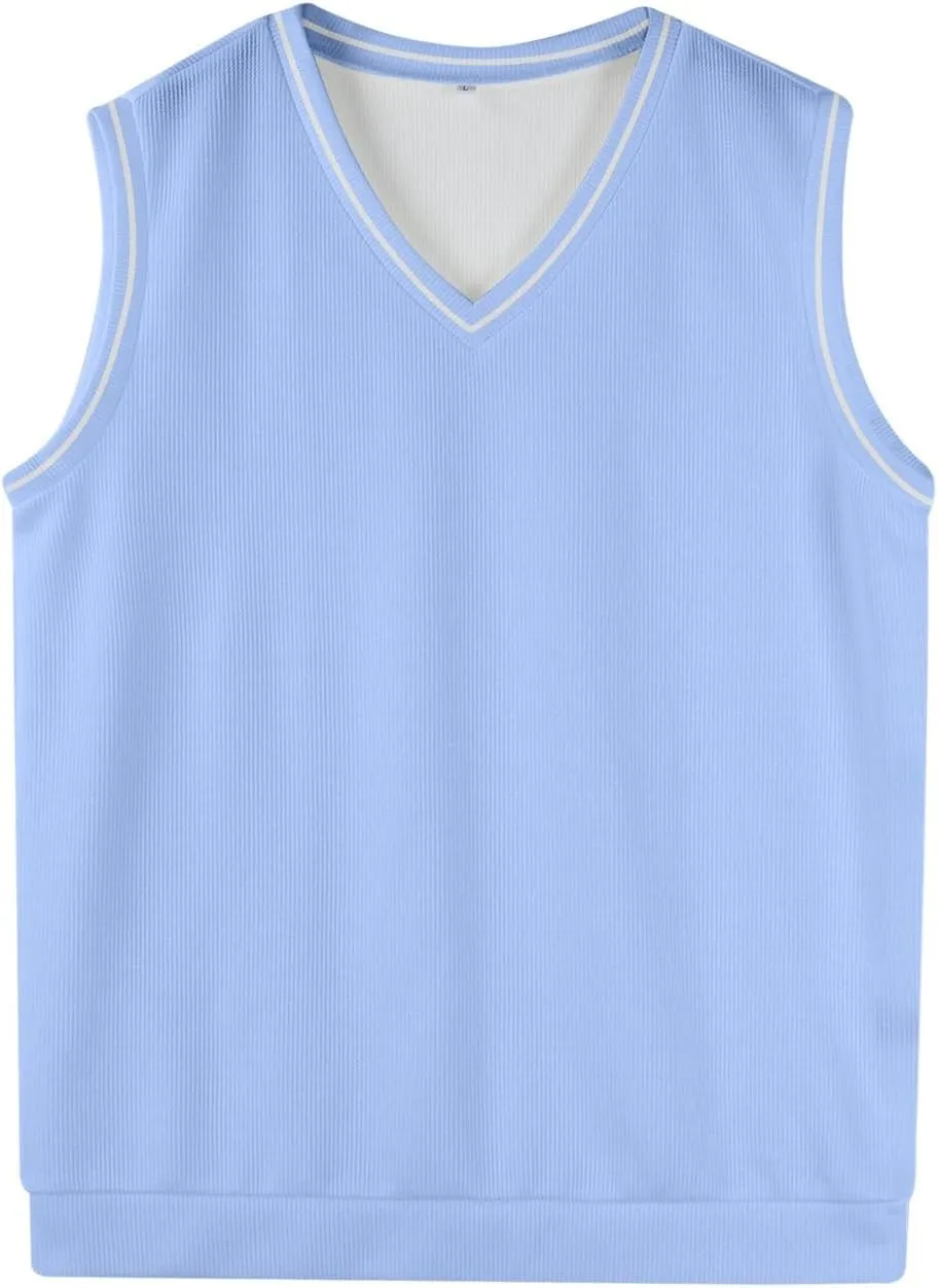 Mens Vest Relaxed Fit 2025 Lightweight Pullover Knitted V Neck Sleeveless Tops Business Work Solid Vest Sweater