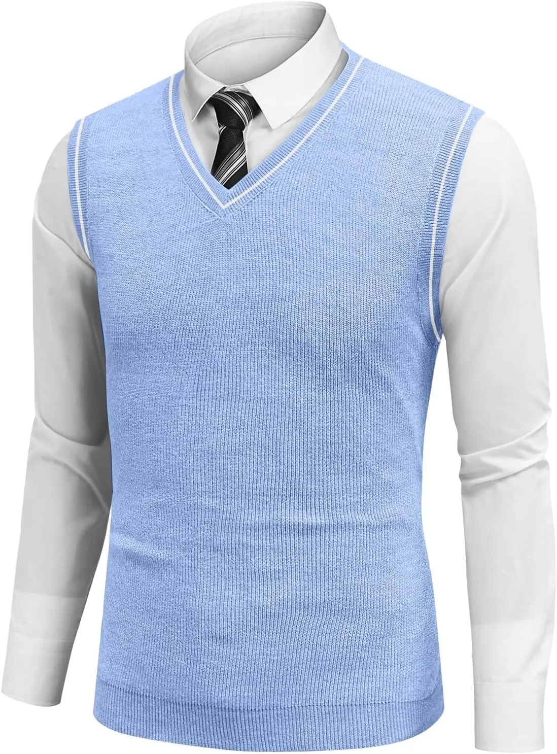 Mens Vest Relaxed Fit 2025 Lightweight Pullover Knitted V Neck Sleeveless Tops Business Work Solid Vest Sweater