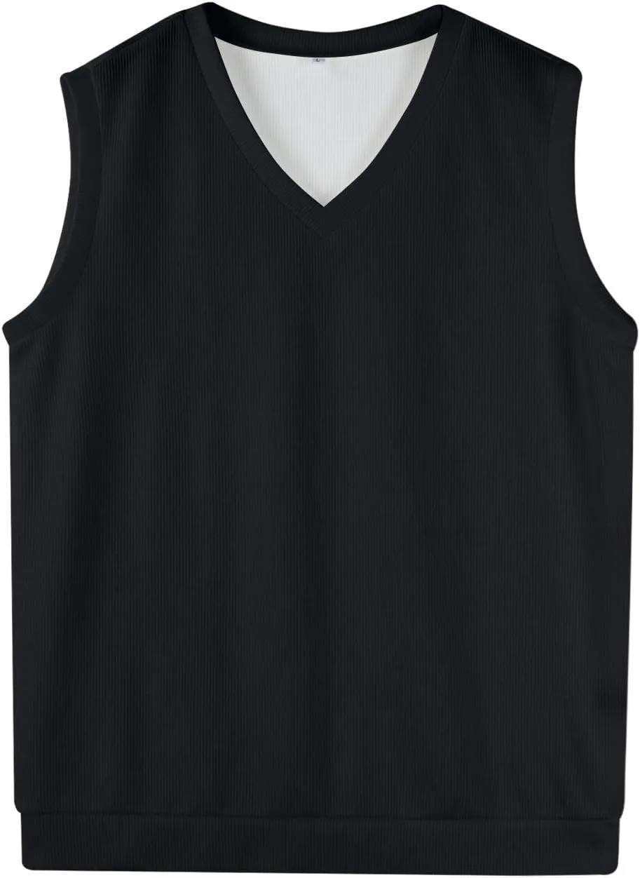 Mens Vest Relaxed Fit 2025 Lightweight Pullover Knitted V Neck Sleeveless Tops Business Work Solid Vest Sweater