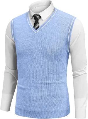 Mens Vest Relaxed Fit 2025 Lightweight Pullover Knitted V Neck Sleeveless Tops Business Work Solid Vest Sweater