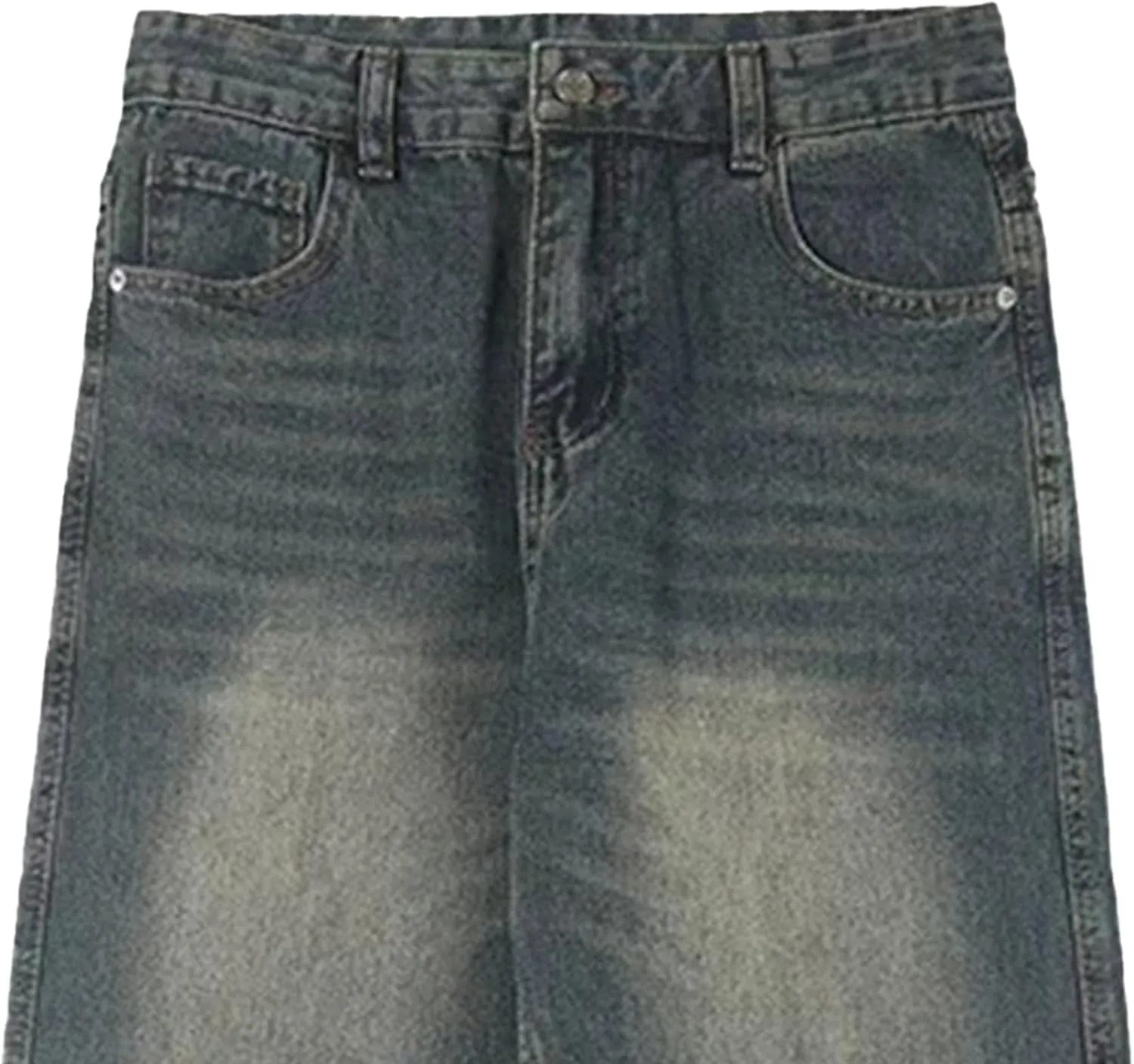 Men's Vintage Hip Hop Denim Pants Classic Straight Leg Male Cargo Trouser Loose Fit Relaxed Fit Retro Jeans