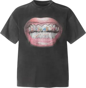 Men's Vintage Hip Hop Portrait Print T-Shirt Oversize Washed Cotton Crewneck Rapper Short Sleeve Top