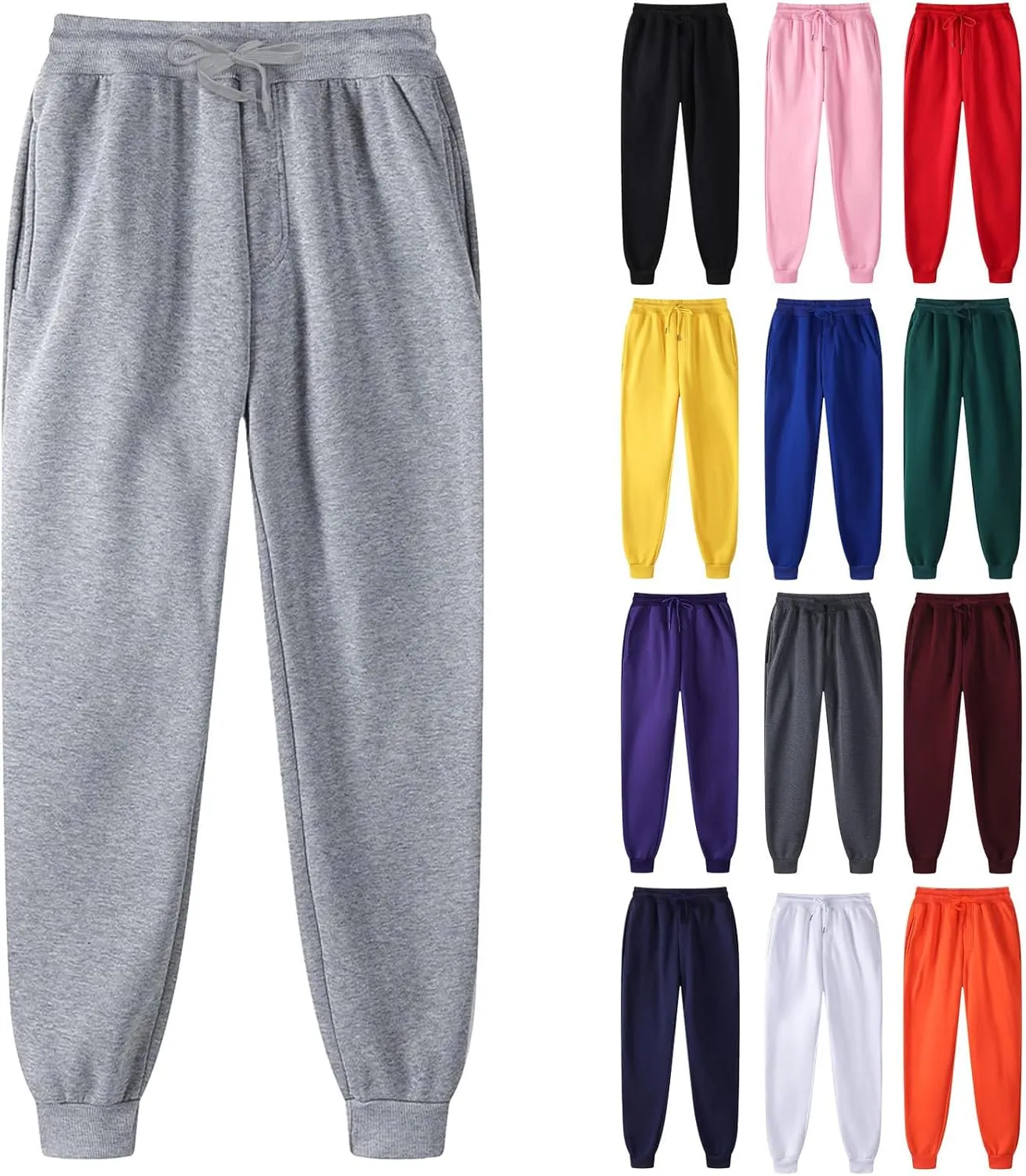 Mens Warm Fleece Sweatpants Winter Joggers Pants Sherpa Lined Athletic Sweatpants with Zipper Pockets