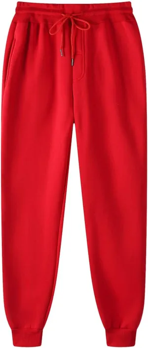 Mens Warm Fleece Sweatpants Winter Joggers Pants Sherpa Lined Athletic Sweatpants with Zipper Pockets