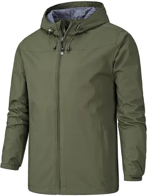 Mens Waterproof Rain Jacket Fall Lightweight Packable Breathable Hooded Raincoat Windproof Durable For Hiking Travel