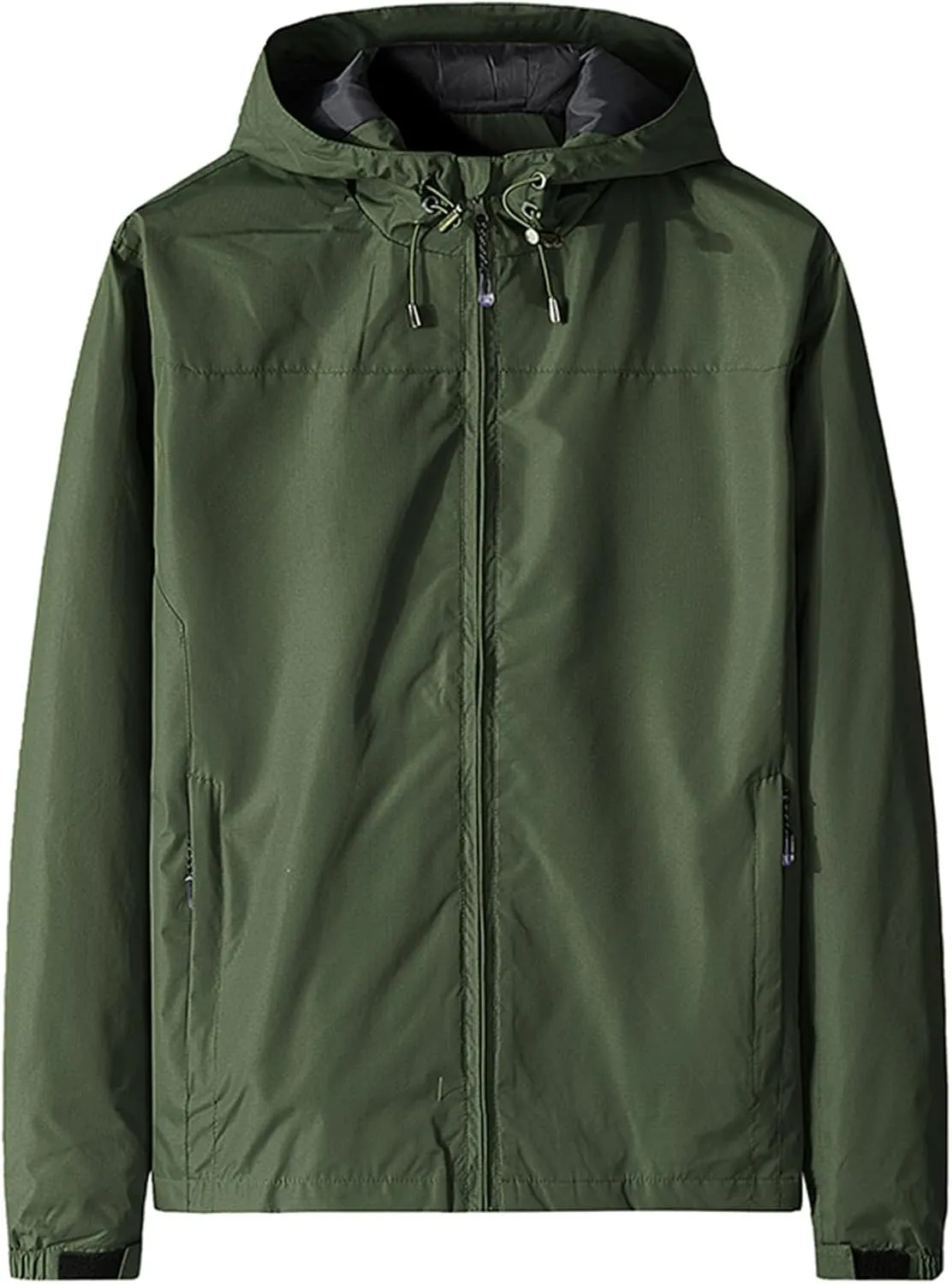 Mens Waterproof Rain Jacket Fall Lightweight Packable Breathable Hooded Raincoat Windproof Durable For Hiking Travel