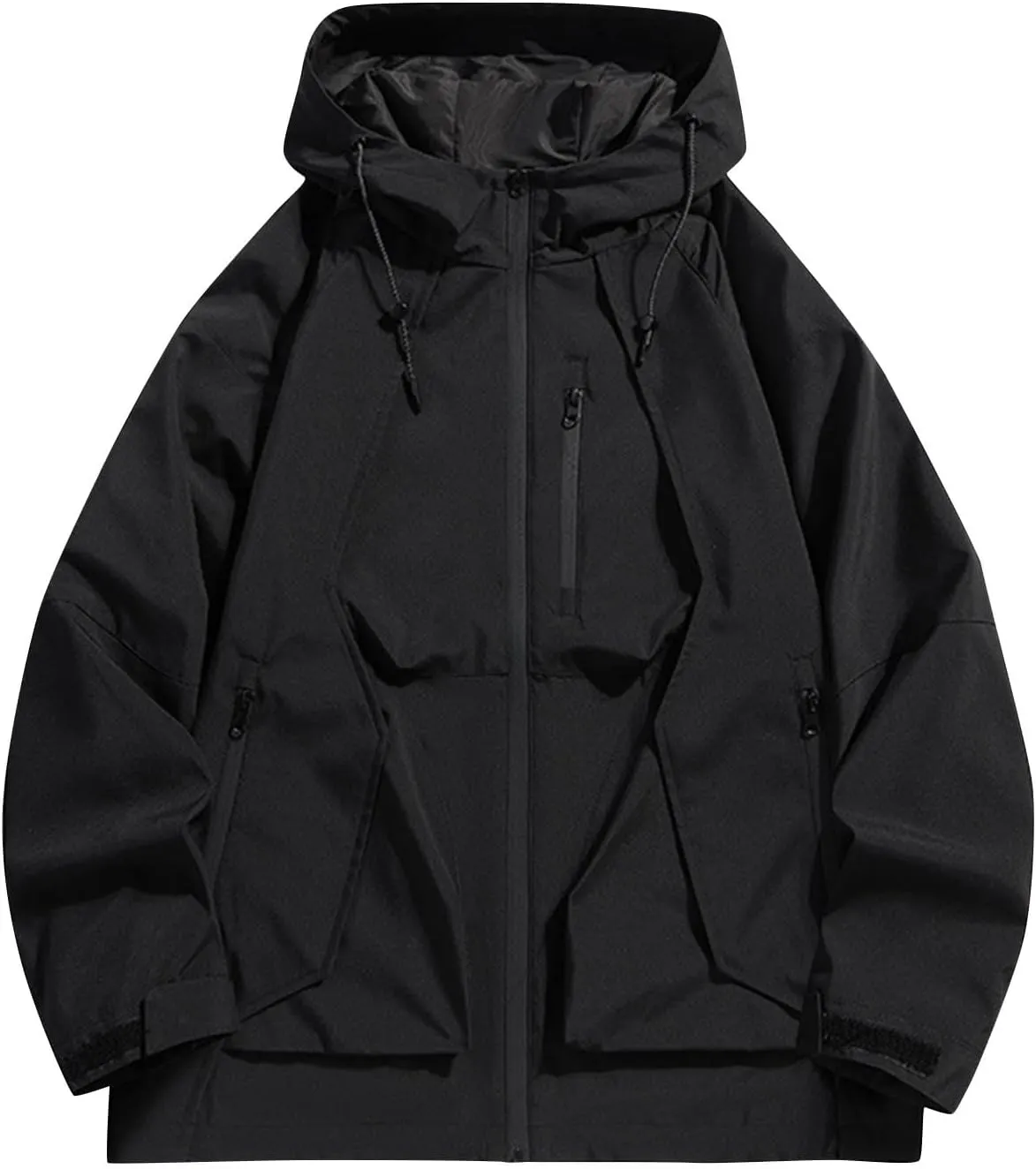 Mens Waterproof Rain Jacket Outdoor Softshell Hiking Jacket Oversized Hooded Rain Coat Windbreaker Warm Fall Clothes