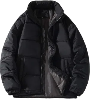 Men's Winter Puffer Jacket Thicken Cotton Down Coat Essentials Lightweight Jacket Travel Padded Jacket