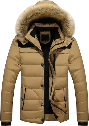 Men'S Winter Thick Jacket Hooded Jacket With Zipper Pocket Outdoor Large Size Thermal Padded Jacket Gift for Men