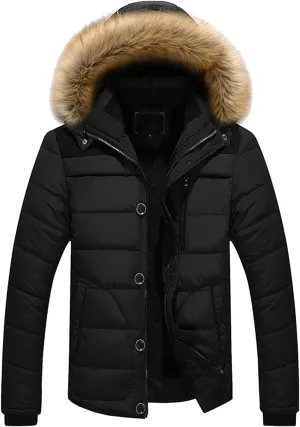 Men'S Winter Thick Jacket Hooded Jacket With Zipper Pocket Outdoor Large Size Thermal Padded Jacket Gift for Men
