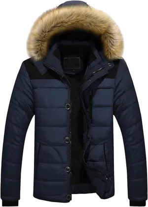 Men'S Winter Thick Jacket Hooded Jacket With Zipper Pocket Outdoor Large Size Thermal Padded Jacket Gift for Men