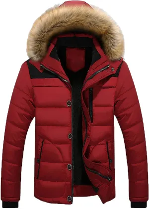 Men'S Winter Thick Jacket Hooded Jacket With Zipper Pocket Outdoor Large Size Thermal Padded Jacket Gift for Men