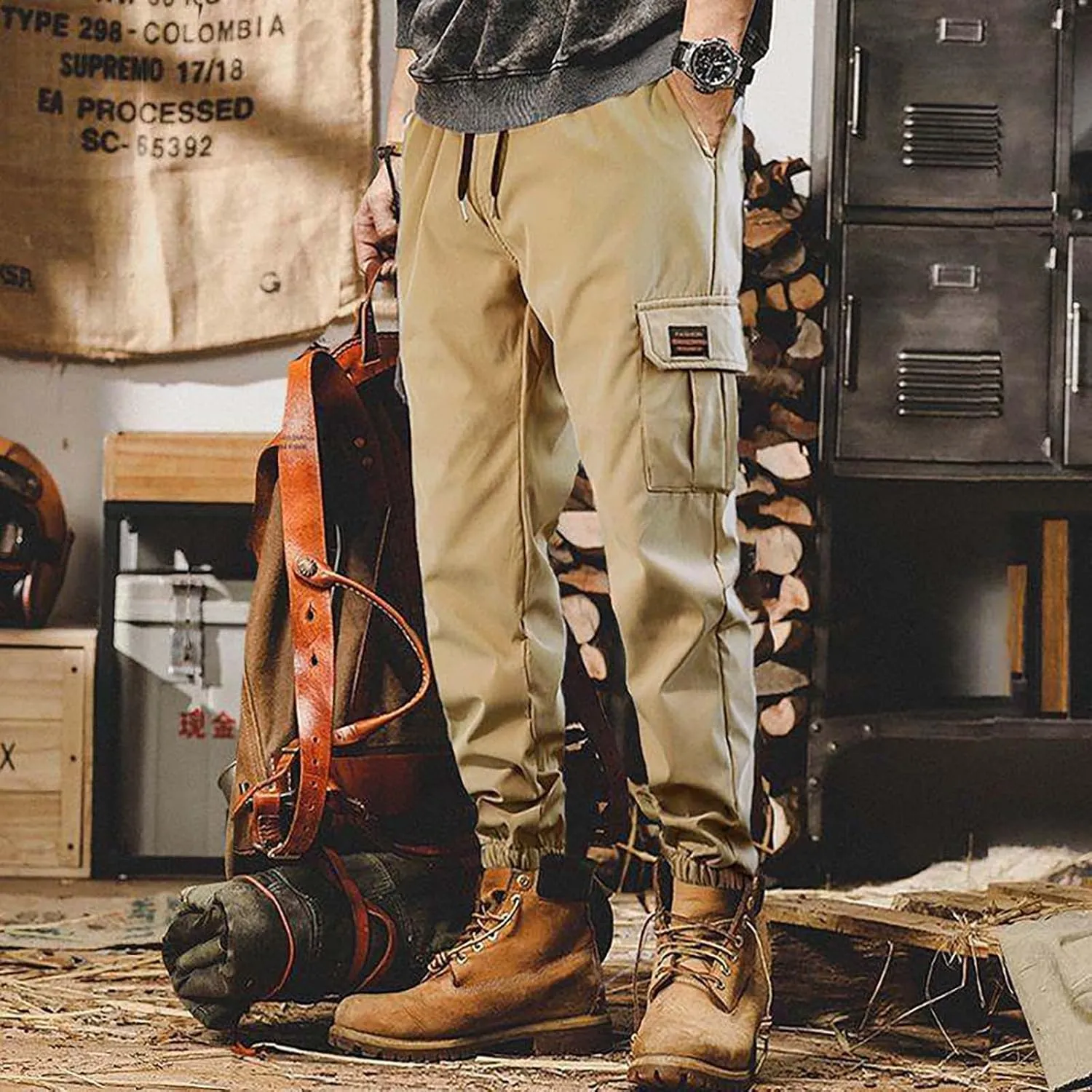 Men's Workwear Pants Spring & Autumn Fashionable Cuffed Trousers Casual and Loose Fitting with American Khaki Pants Mens