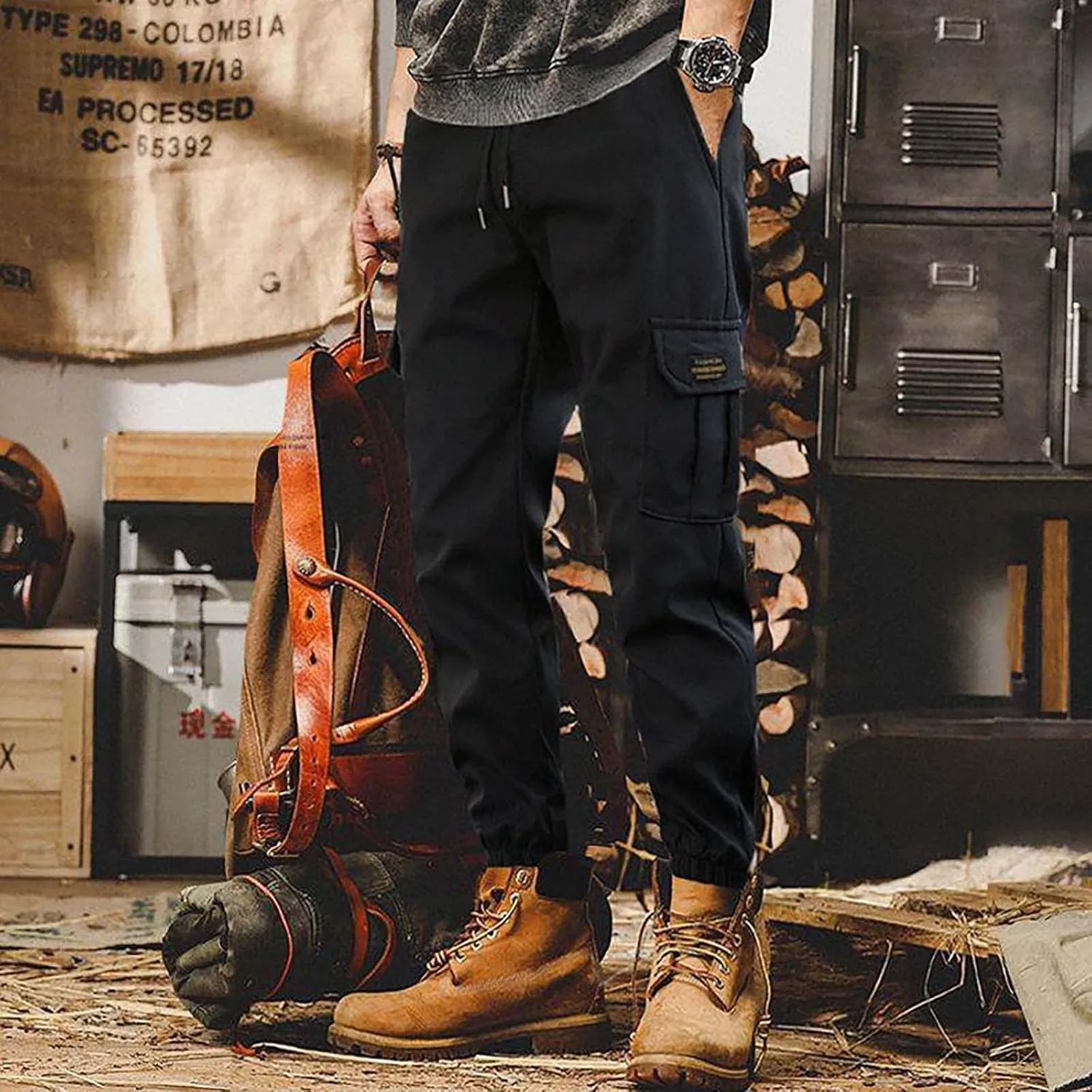 Men's Workwear Pants Spring & Autumn Fashionable Cuffed Trousers Casual and Loose Fitting with American Khaki Pants Mens