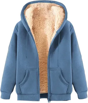 Men's Zip Up Hoodies Heavyweight Fleece Lined Sweatshirts Jacket Winter Windproof Warm Thick Sherpa Hooded Sweatshirt