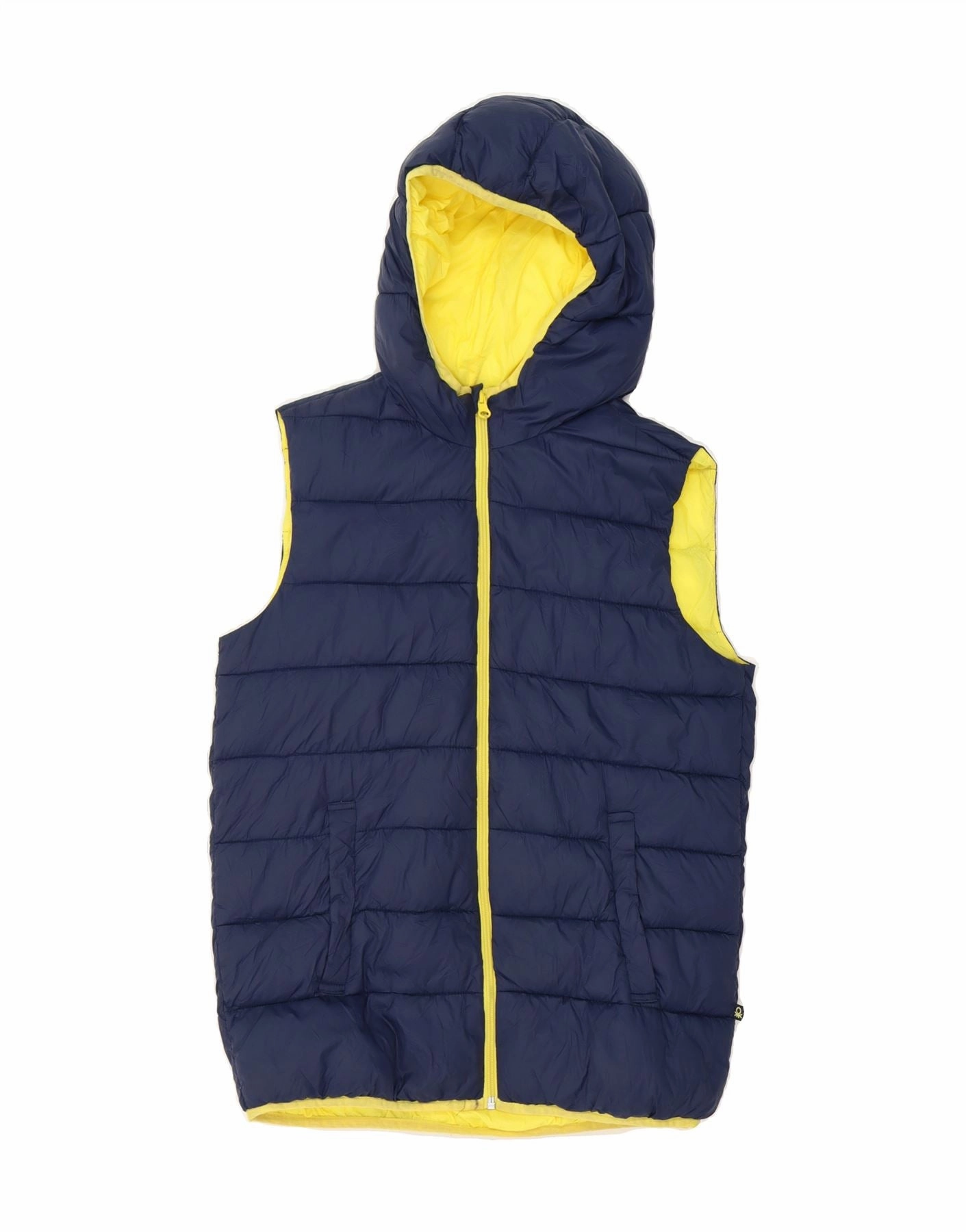 Razor Tights BENETTON Boys Hooded Padded Gilet 14-15 Years 3XL Navy Blue Polyamide