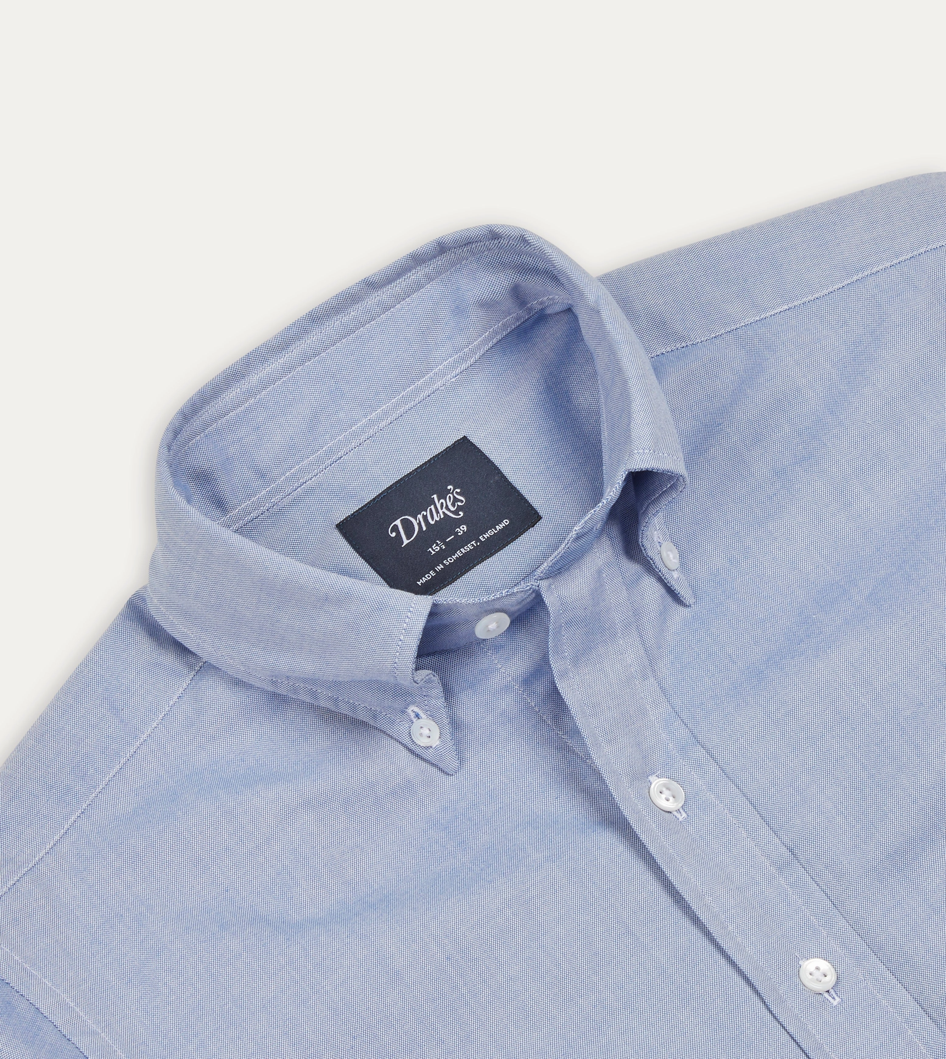 Cultural Inspired Hooded Neckline Navy Pinpoint Oxford Cotton Cloth Button-Down Shirt