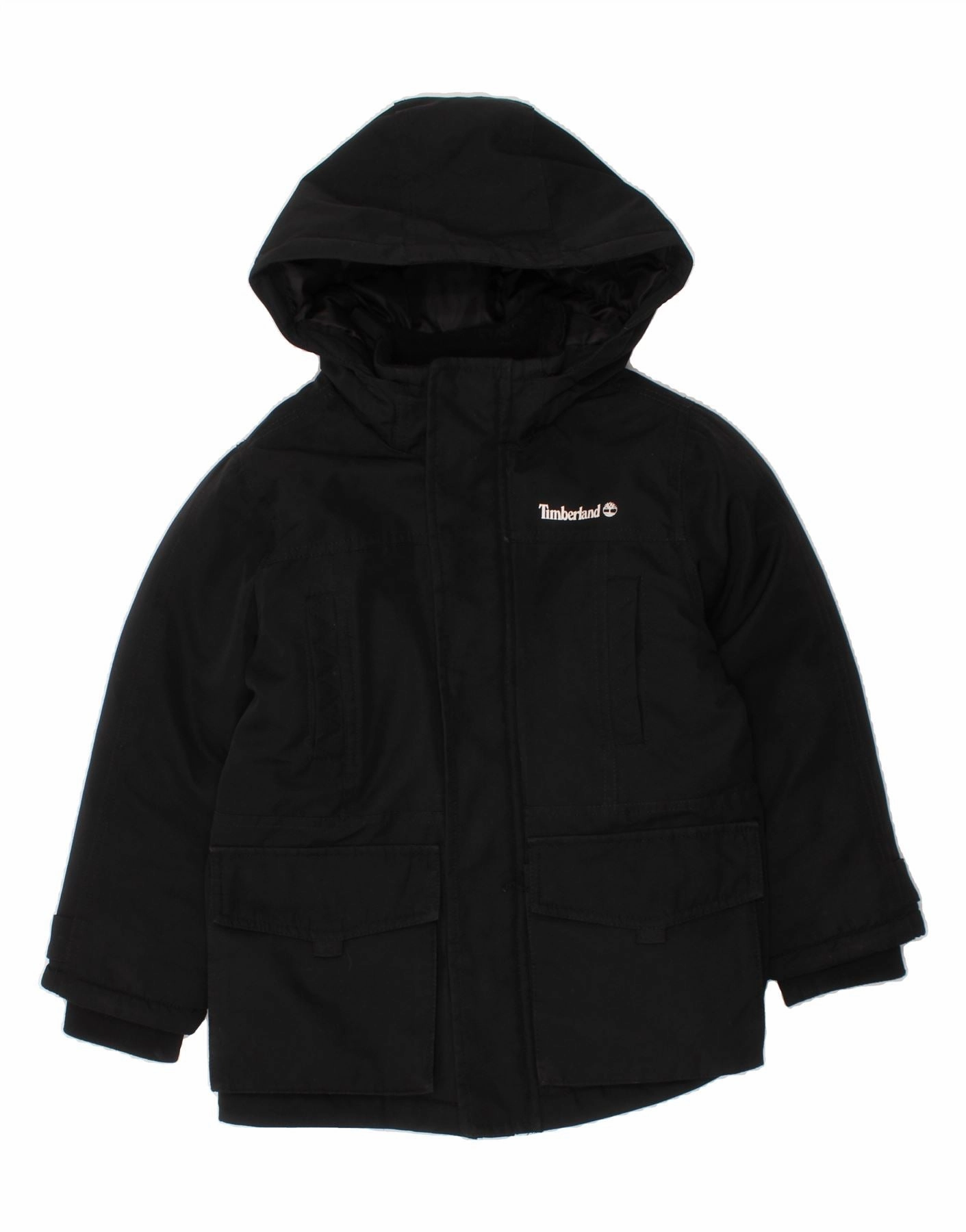 TIMBERLAND Boys Hooded Windbreaker Jacket 5-6 Years Black Polyester Option Impact