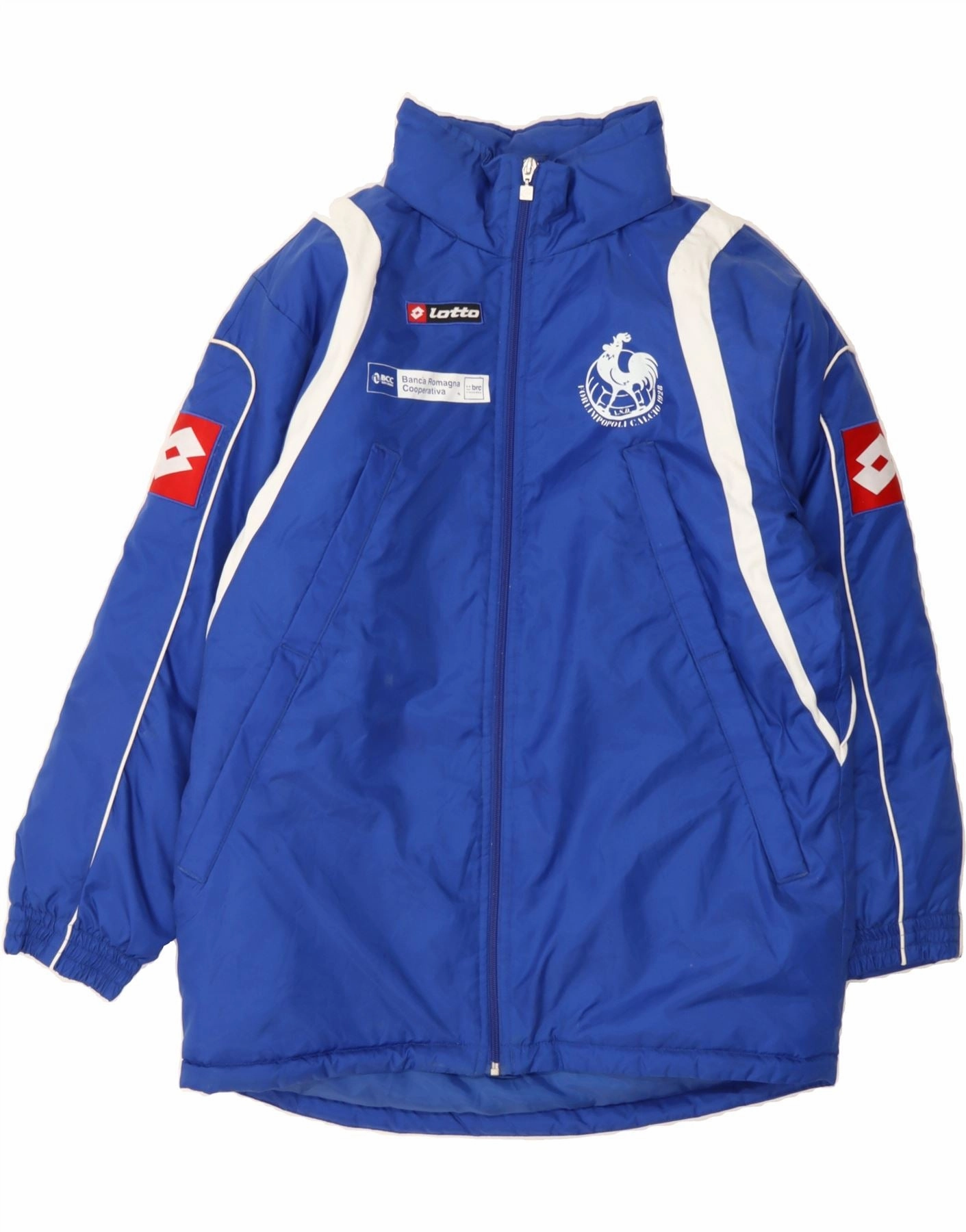 LOTTO Boys Popoli Calcio 1928 Windbreaker Coat 15-16 Years XL Blue Travel Ready WrinkleResistant