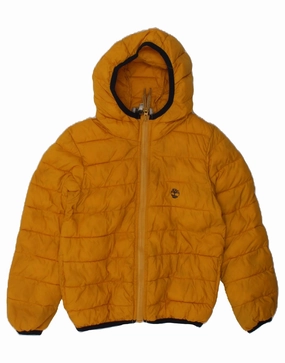 TIMBERLAND Boys Hooded Padded Jacket 3-4 Years Yellow Polyamide Waterproof Zippers Resilient Touch