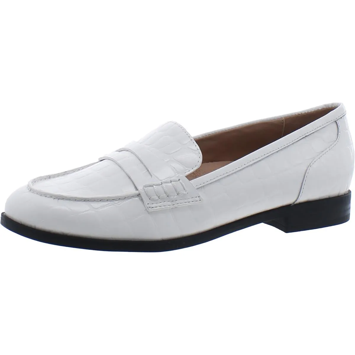 Mia Womens Leather Slip On Loafers Supportive Cushioning
