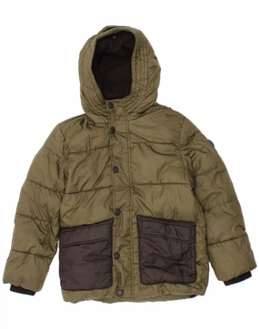 Adjustable Hem System Snow Adventure MICHAEL KORS Boys Hooded Padded Jacket 7-8 Years Khaki Colourblock