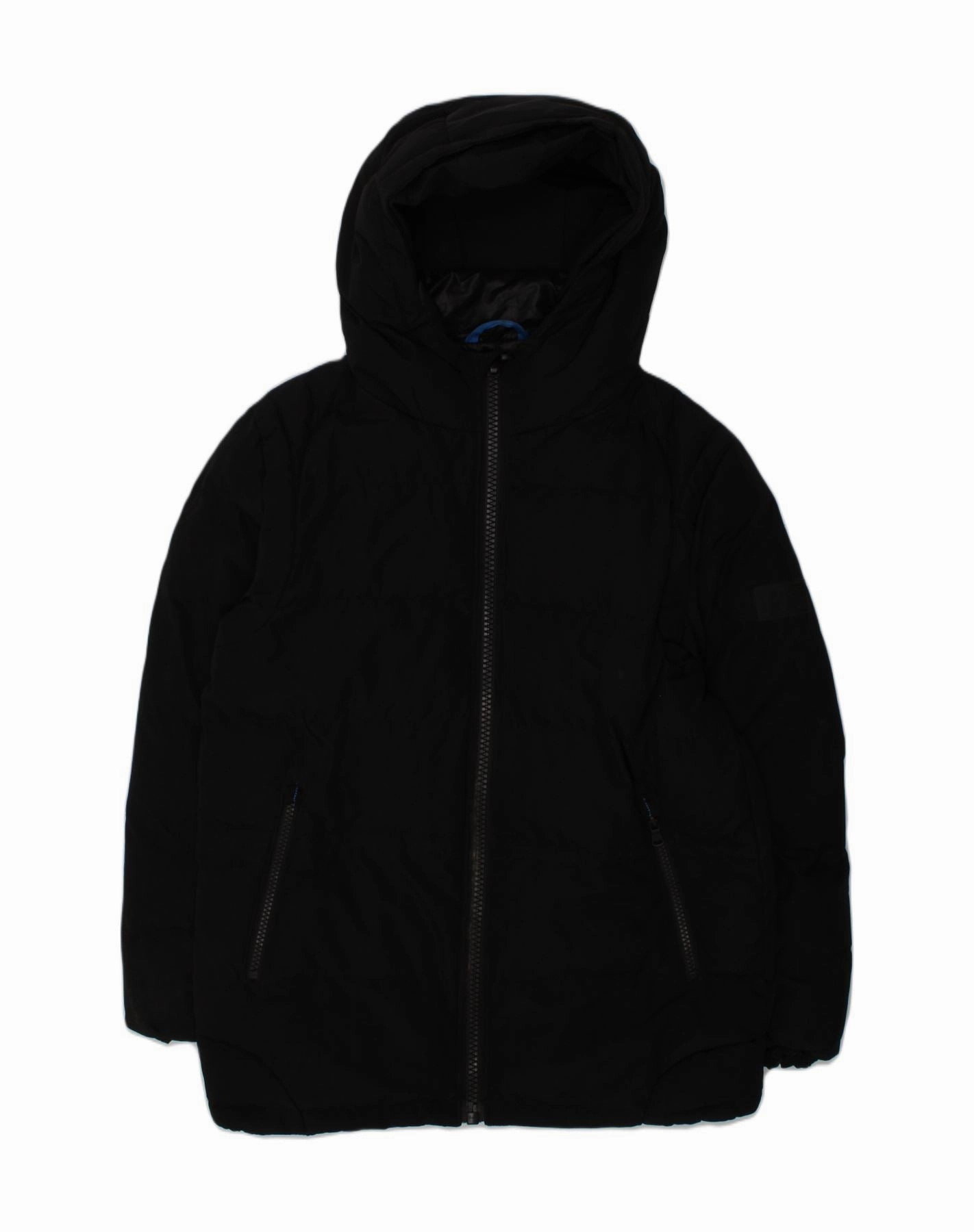 MICHAEL KORS Boys Loose Fit Hooded Padded Jacket 7-8 Years Black Polyester Stylish