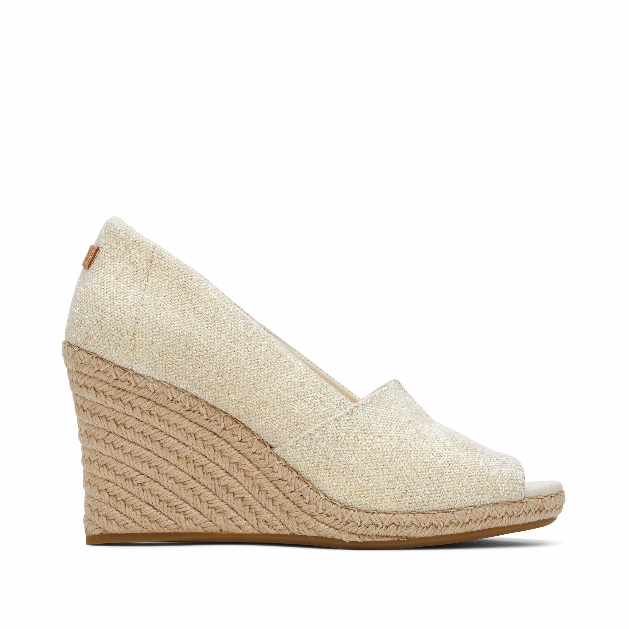 Road Step Michelle Black Metallic Linen Wedge Heel