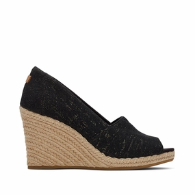 Michelle Black Metallic Linen Wedge Heel Fashion Essential