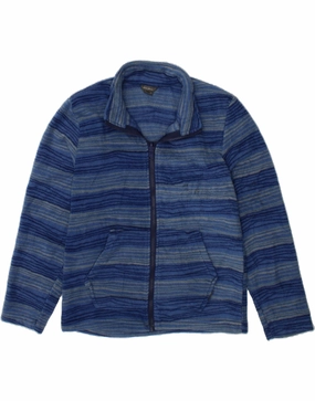EDDIE BAUER Boys Fleece Jacket 7-8 Years Small Blue Striped Polyester Layer Match