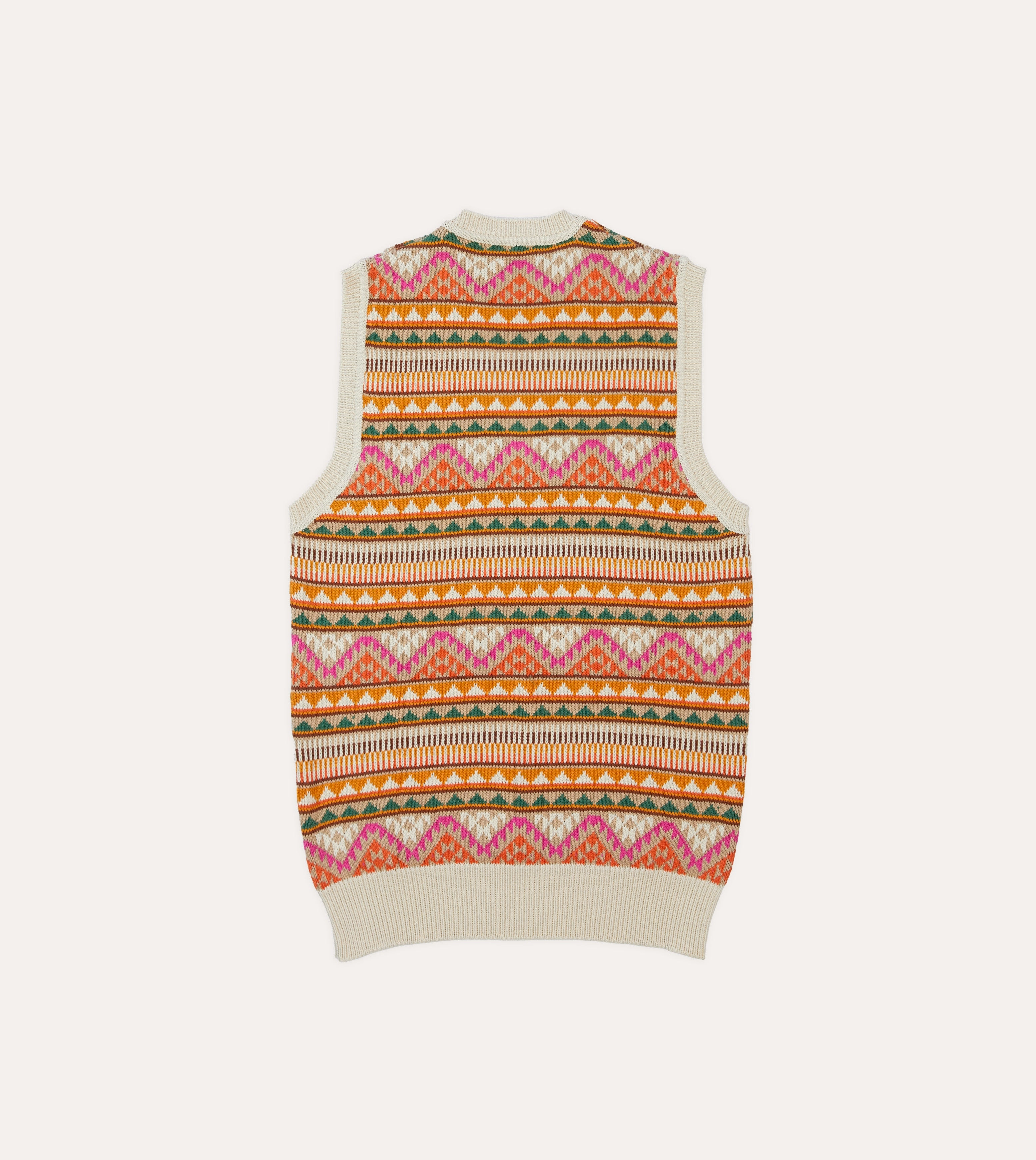 Home Layer Beige Cotton Cashmere Kilim Knit Vest