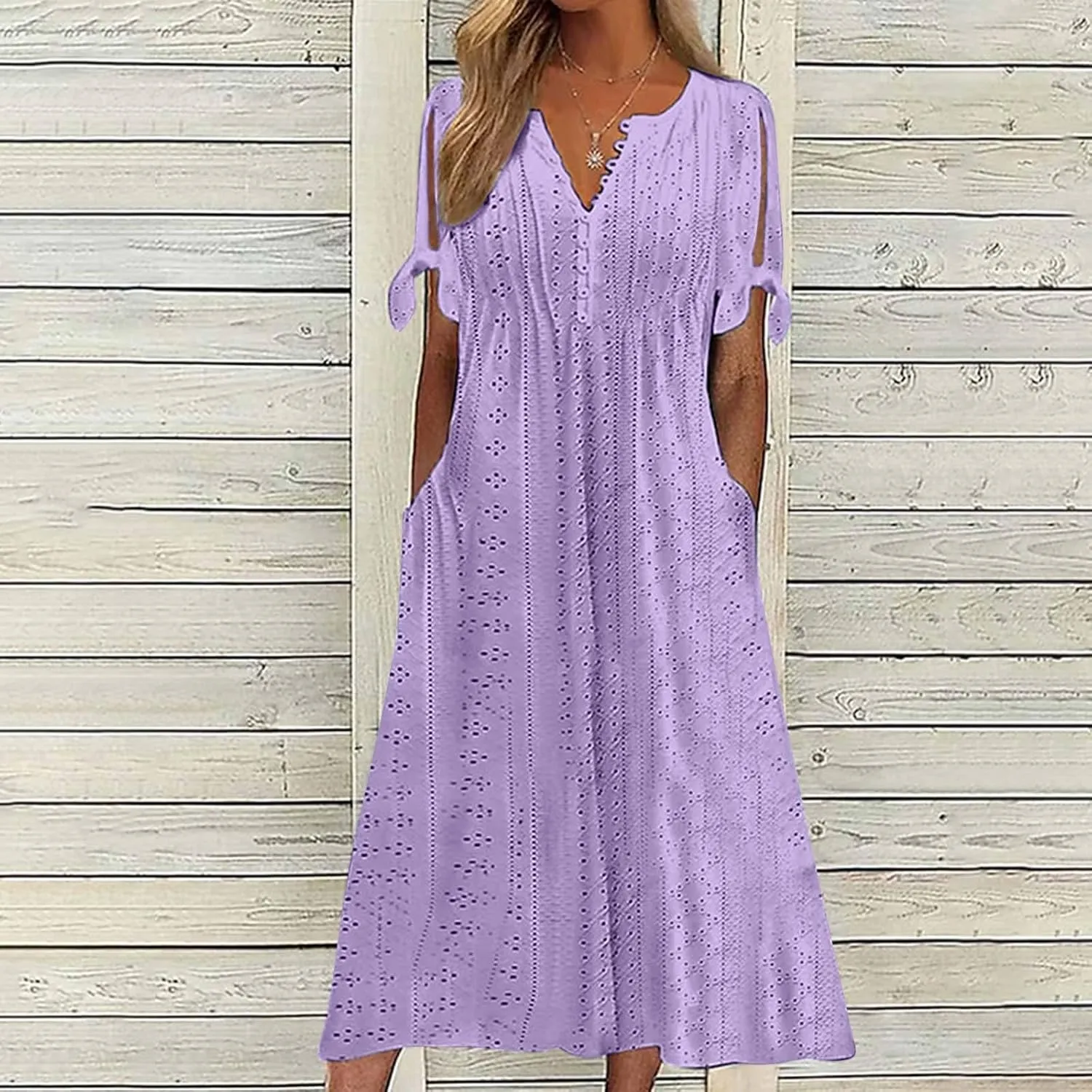 Midi Dresses for Women,Casual Short Sleeve Crewneck Shirt Dress Aline Swing Flowy Tiered Maxi Beach Long Dresses