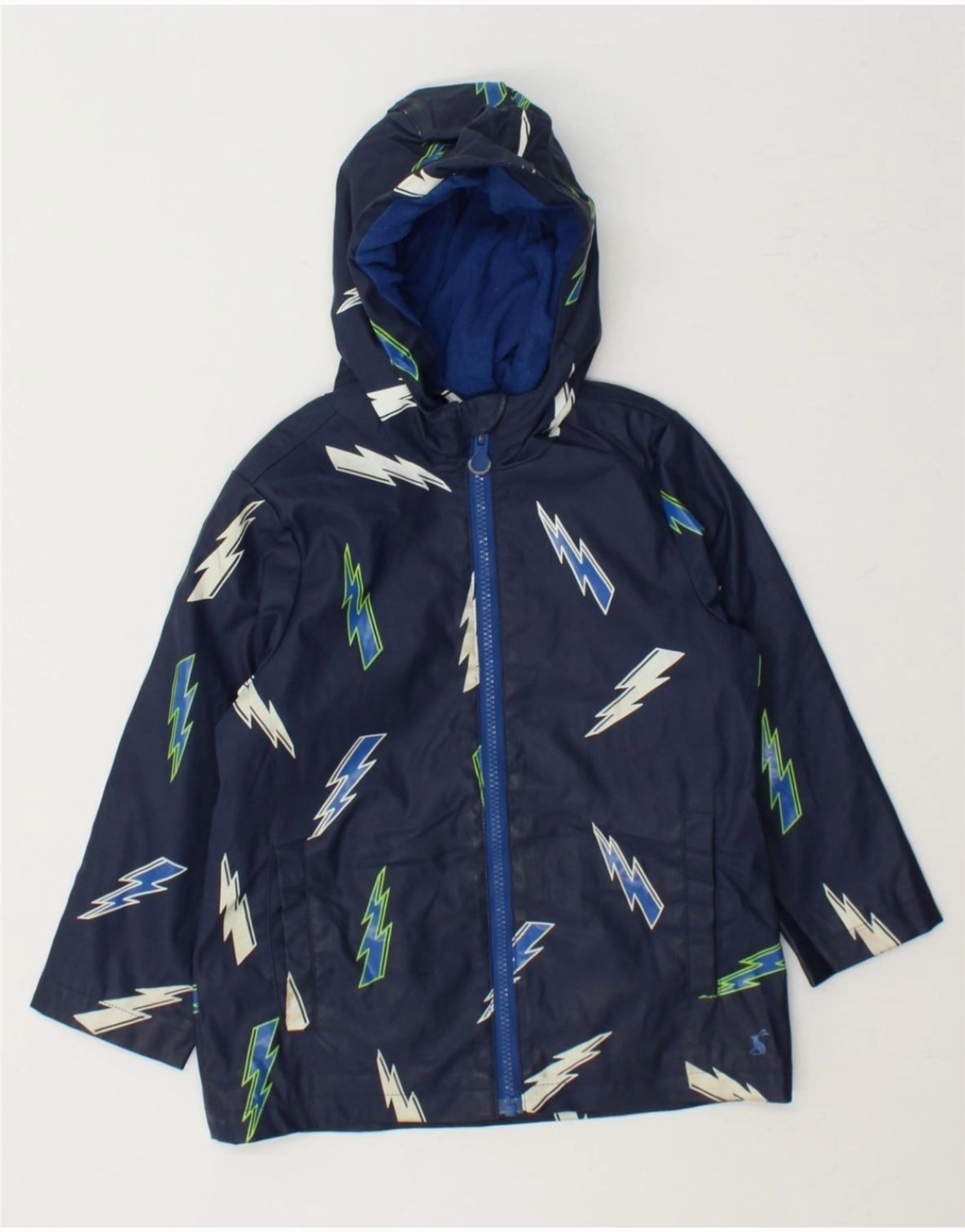 JOULES Boys Abstract Pattern Hooded Windbreaker Jacket 4-5 Years Navy Blue Sports use