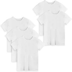 Mightly Boys and Girls' Classic Fit Crewneck T-Shirt | 100% Organic Cotton Soft, Multi-Pack Comfy Short-Sleeve Basic Tee Shirts, Fair Trade Certified Toddlers and Kids Clothes, White, 10