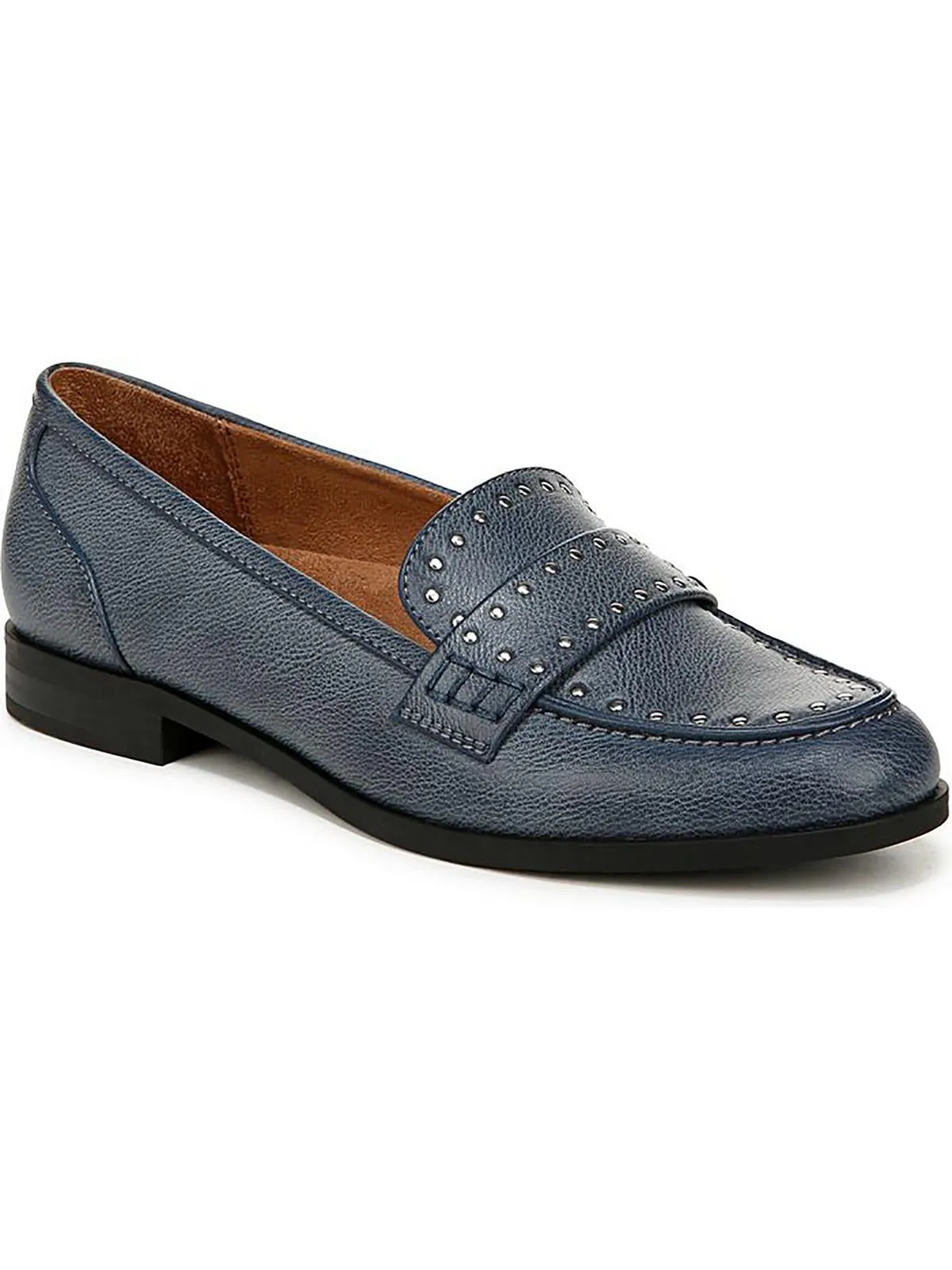 Milo-Stud Womens Faux Leather Block Heel Loafers Stylist Approved Sole Firm