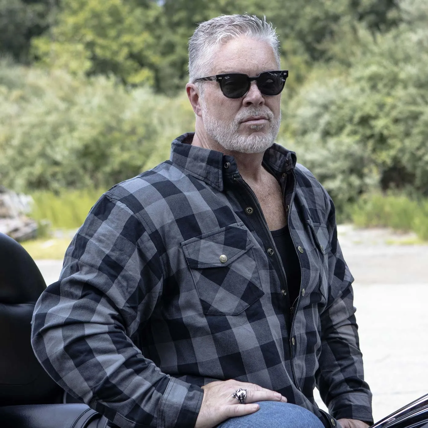 Milwaukee Leather Performance MPM1630 Men's Armored Checkered Flannel Shirt Aramid DuPont Fibers