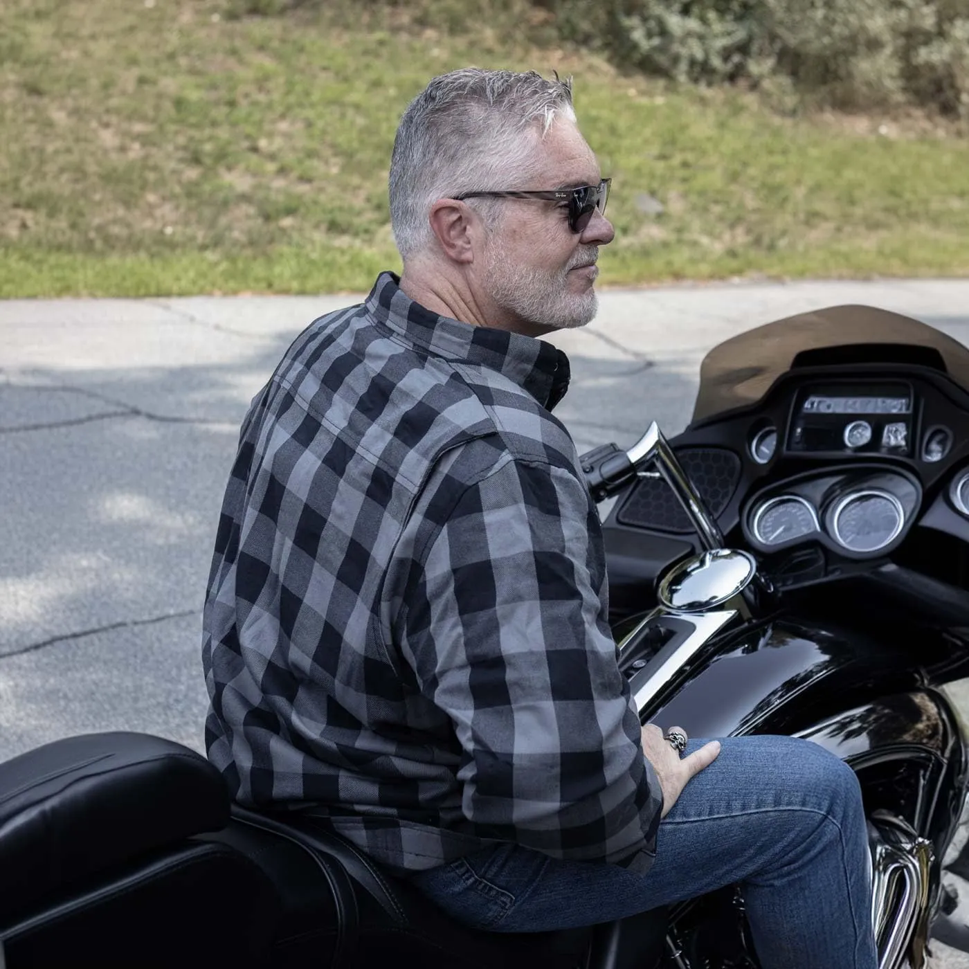 Milwaukee Leather Performance MPM1630 Men's Armored Checkered Flannel Shirt Aramid DuPont Fibers