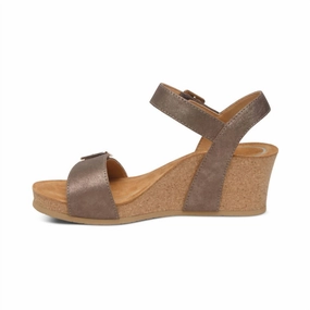 Creative Look Women's Lexa Quarter Strap Wedge Sandals In Bronze