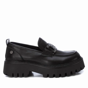 Women's Moccasins Shoes In Black Smooth Step
