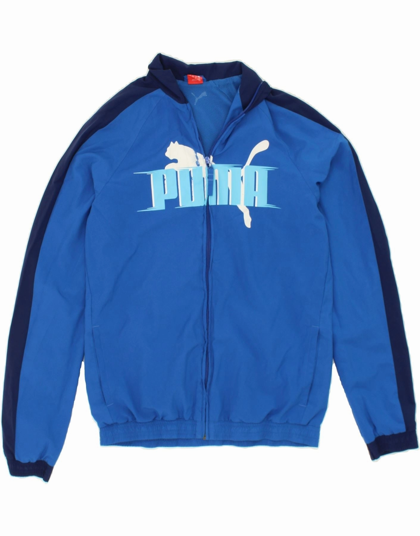 LowProfileLogo PUMA Boys Graphic Bomber Jacket 14-15 Years 2XL  Blue Colourblock