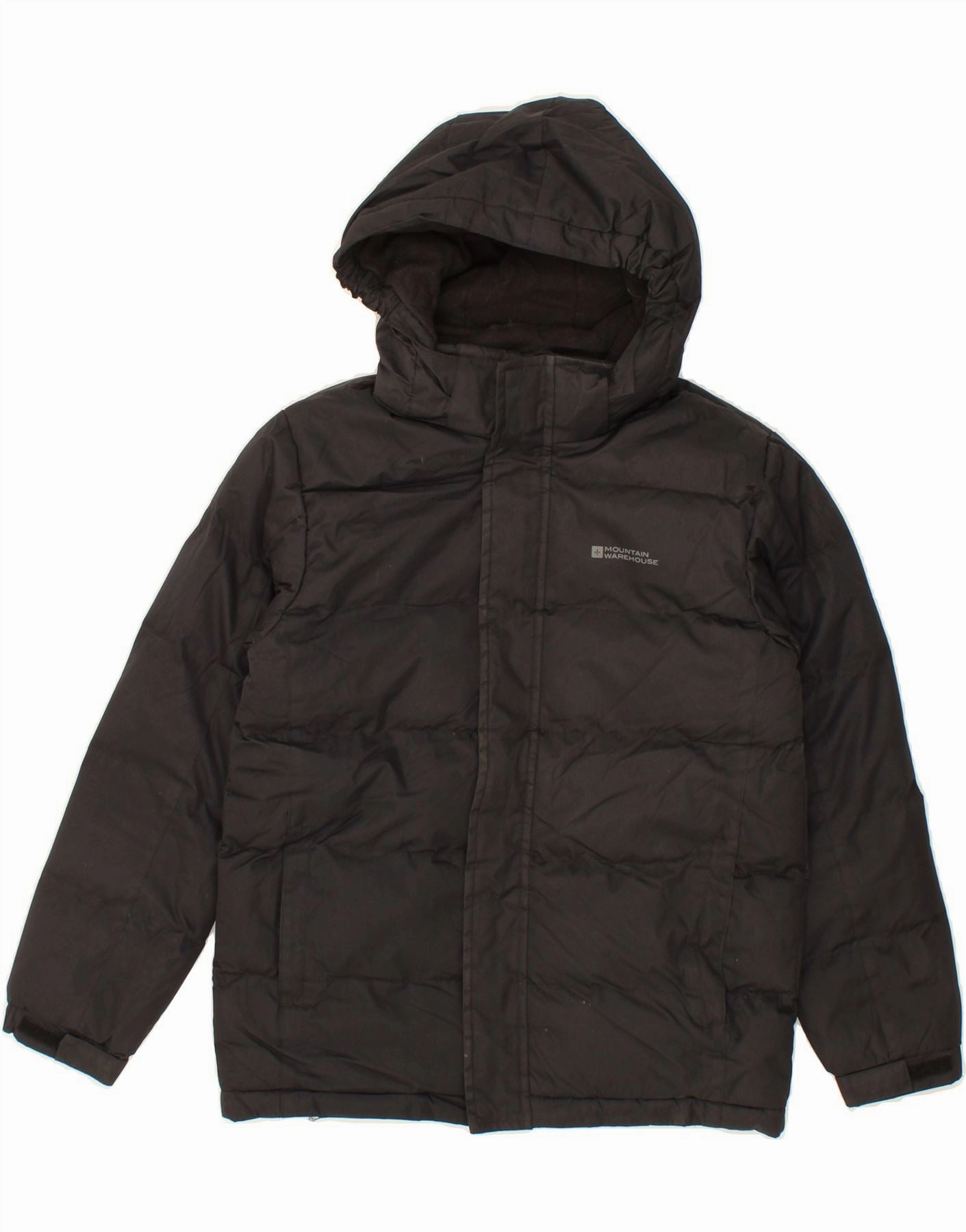 MOUNTAIN WAREHOUSE Boys Hooded Padded Jacket 11-12 Years Black Polyester Ventilated Back Panel Weather Shield
