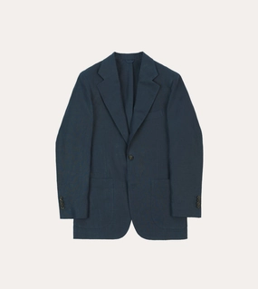 Navy Irish Linen Tailored Jacket All-Season Comfort