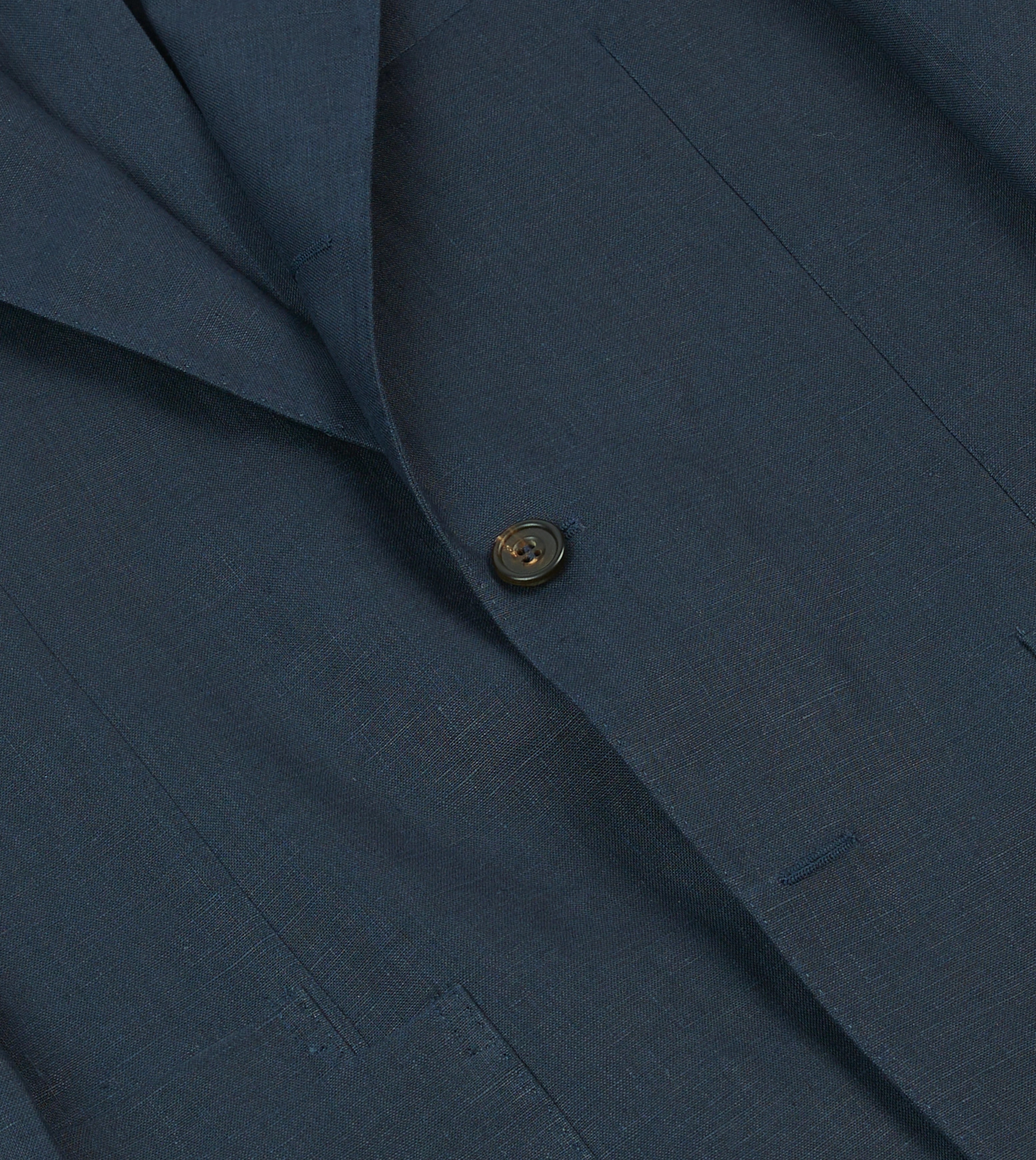 Navy Irish Linen Tailored Jacket Smart Style Wear Elegant Cut
